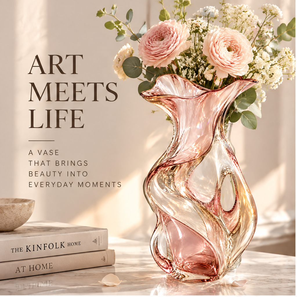 livorr® Art Meets Life Glass Sculptural Vase — perfect for any space, 25cm × 15cm dimensions, unique art piece, perfect home décor, thoughtful gift choice