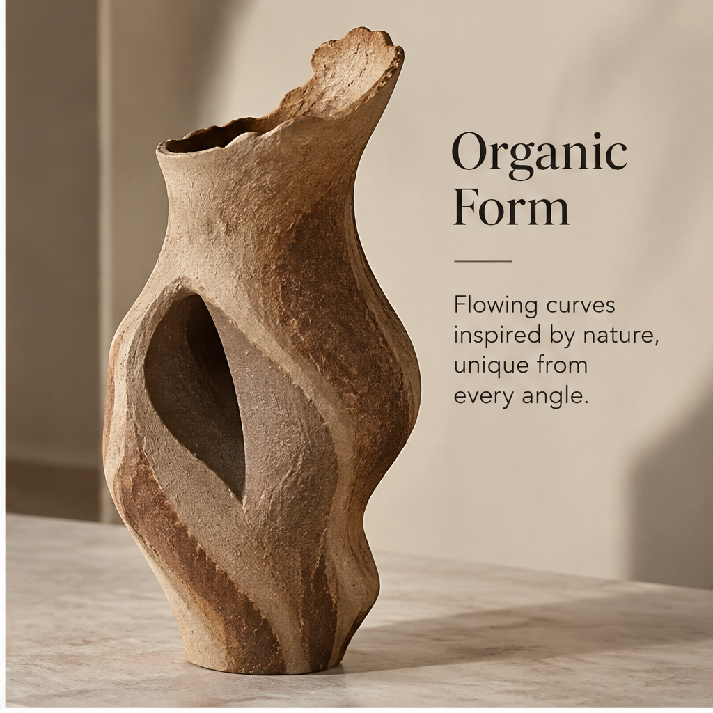 livorr® Organic Form Sculptural Vase — handcrafted texture detail showing natural look, earthy tones and warm organic feel