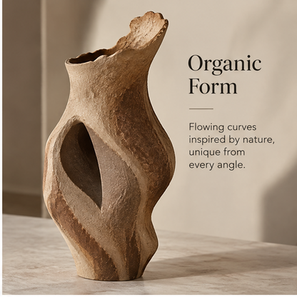 livorr® Organic Form Sculptural Vase — handcrafted texture detail showing natural look, earthy tones and warm organic feel