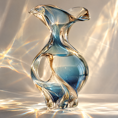 livorr® Blue Glass Sculptural Vase — clean studio view of full blue-to-clear sculptural silhouette