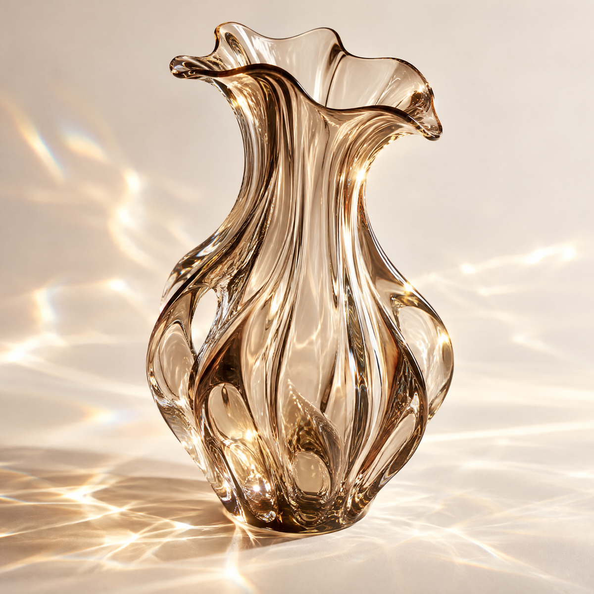 livorr® Amber Glass Sculptural Vase — perfect size for any setting, 25cm × 15cm, versatile accent for living rooms, bedrooms, dining tables