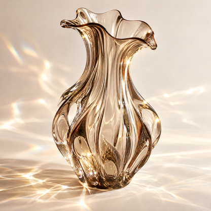 livorr® Amber Glass Sculptural Vase — perfect size for any setting, 25cm × 15cm, versatile accent for living rooms, bedrooms, dining tables