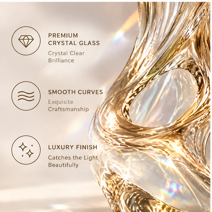 livorr® Crystal Glass Sculptural Vase — premium crystal glass clarity, smooth curves exquisite craftsmanship, luxury finish catches the light beautifully