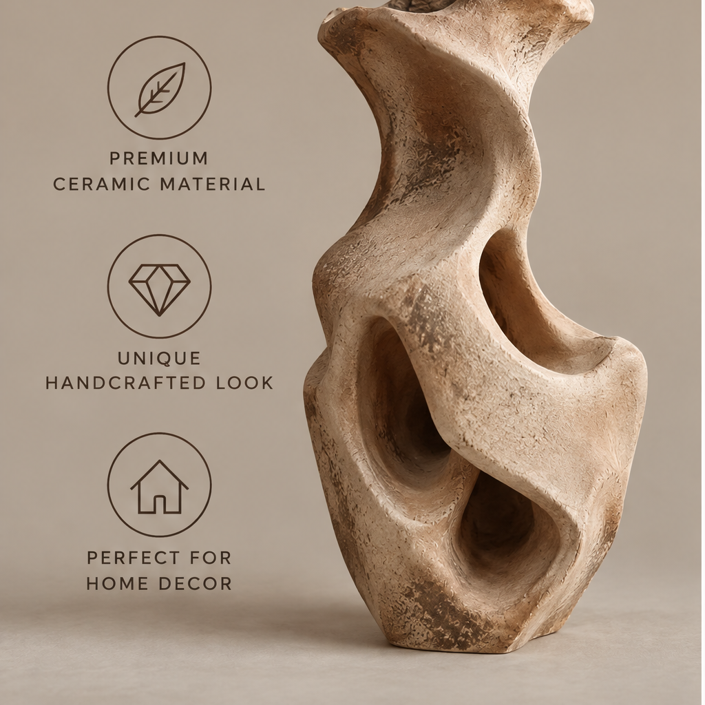 livorr® Sculptural Elegance Vase — clean studio view of the full sculptural silhouette in sandy earthy tones