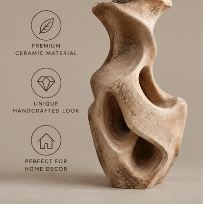 livorr® Sculptural Elegance Vase — clean studio view of the full sculptural silhouette in sandy earthy tones