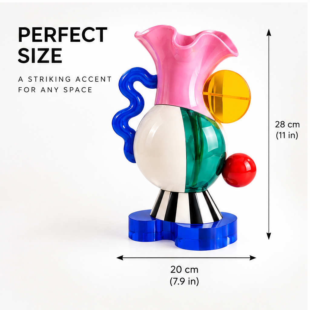livorr® Pop Art Multicolor Sculptural Vase — premium craftsmanship detail, high-quality resin and acrylic, vibrant color palette, sturdy base, easy to clean