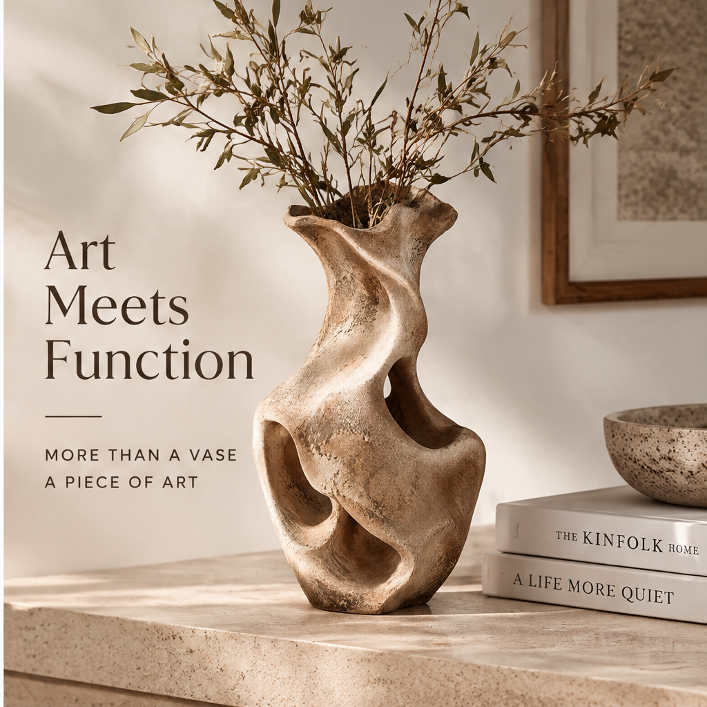 livorr® Sculptural Elegance Vase — unique form detail, organic shape inspired by nature, top-down view of the opening