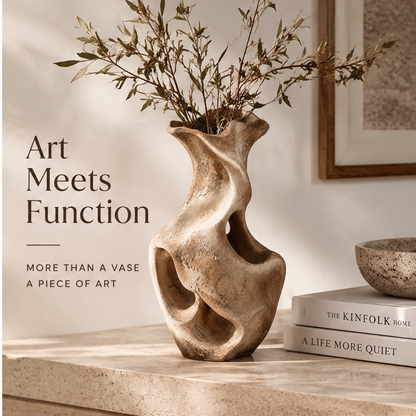 livorr® Sculptural Elegance Vase — unique form detail, organic shape inspired by nature, top-down view of the opening