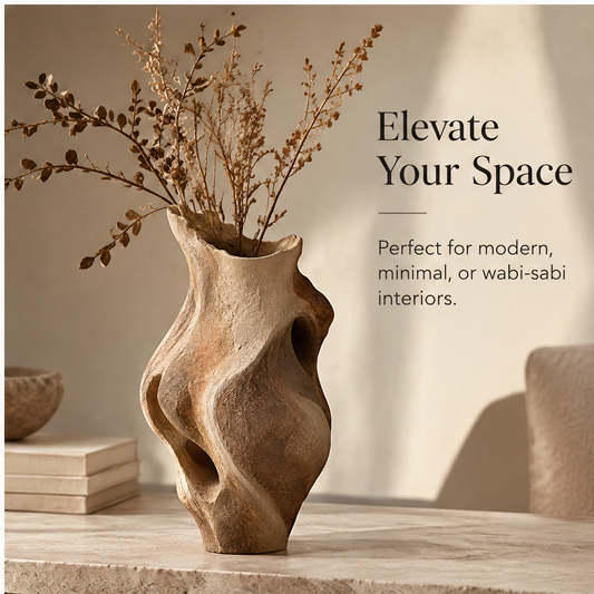 livorr® Organic Form Sculptural Vase — elevate your space, perfect for modern, minimal, or wabi-sabi interiors with dried botanicals